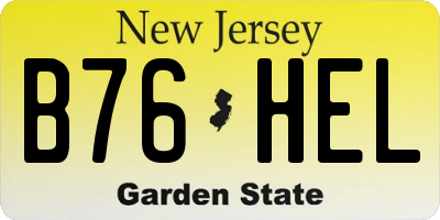 NJ license plate B76HEL