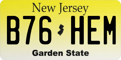 NJ license plate B76HEM