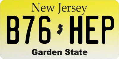 NJ license plate B76HEP