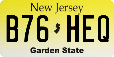 NJ license plate B76HEQ