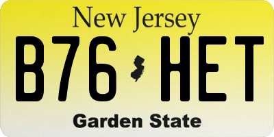 NJ license plate B76HET