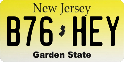 NJ license plate B76HEY