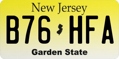 NJ license plate B76HFA