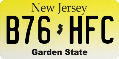 NJ license plate B76HFC