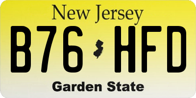 NJ license plate B76HFD