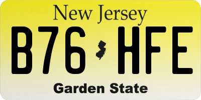 NJ license plate B76HFE