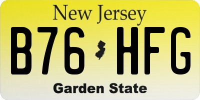 NJ license plate B76HFG