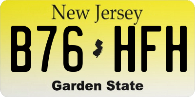 NJ license plate B76HFH