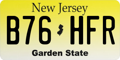 NJ license plate B76HFR