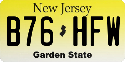 NJ license plate B76HFW