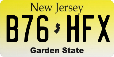 NJ license plate B76HFX