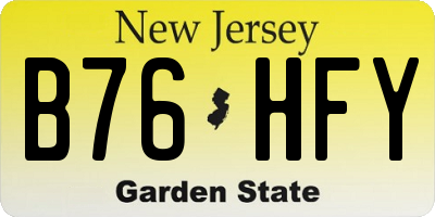 NJ license plate B76HFY