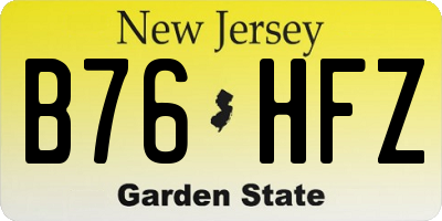 NJ license plate B76HFZ