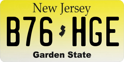 NJ license plate B76HGE