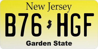 NJ license plate B76HGF