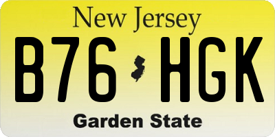 NJ license plate B76HGK