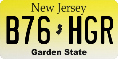 NJ license plate B76HGR