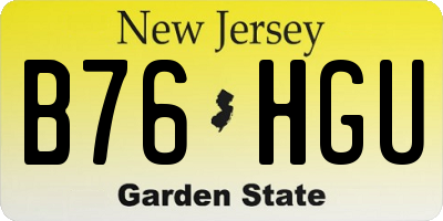 NJ license plate B76HGU