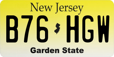 NJ license plate B76HGW
