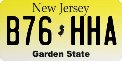 NJ license plate B76HHA