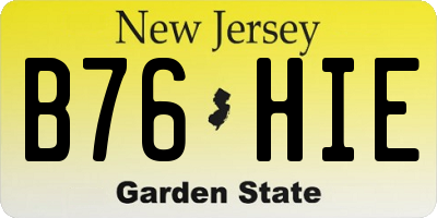 NJ license plate B76HIE