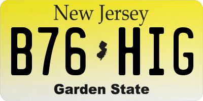 NJ license plate B76HIG