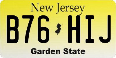 NJ license plate B76HIJ
