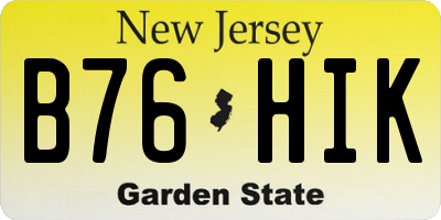 NJ license plate B76HIK