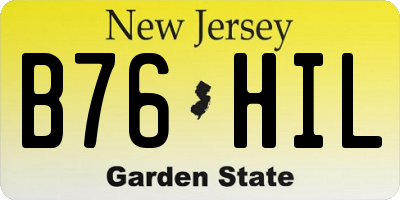 NJ license plate B76HIL