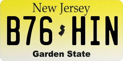 NJ license plate B76HIN