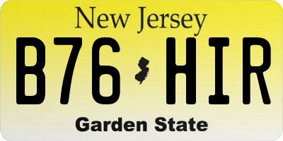 NJ license plate B76HIR