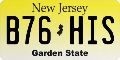 NJ license plate B76HIS