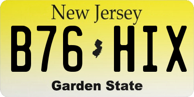 NJ license plate B76HIX