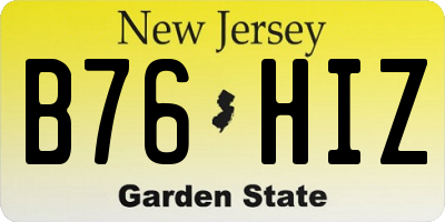 NJ license plate B76HIZ