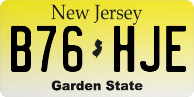 NJ license plate B76HJE