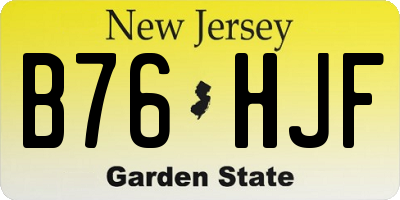 NJ license plate B76HJF