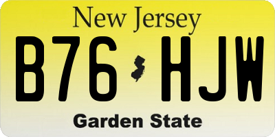 NJ license plate B76HJW