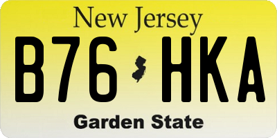 NJ license plate B76HKA