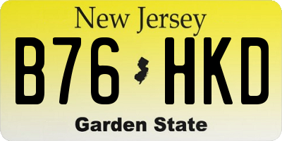 NJ license plate B76HKD