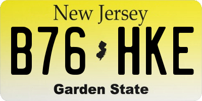 NJ license plate B76HKE