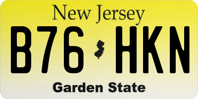 NJ license plate B76HKN