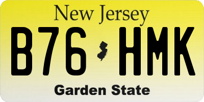 NJ license plate B76HMK