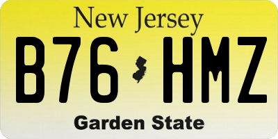 NJ license plate B76HMZ