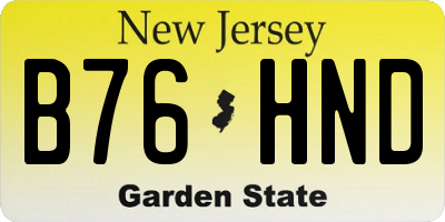NJ license plate B76HND