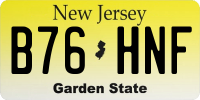 NJ license plate B76HNF