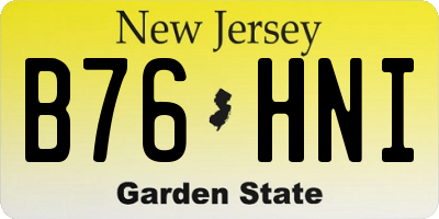 NJ license plate B76HNI