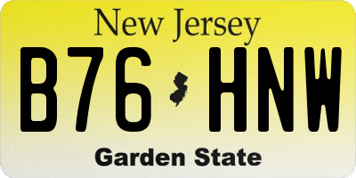 NJ license plate B76HNW