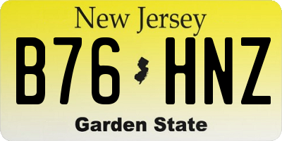 NJ license plate B76HNZ