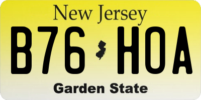 NJ license plate B76HOA