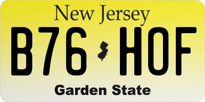 NJ license plate B76HOF